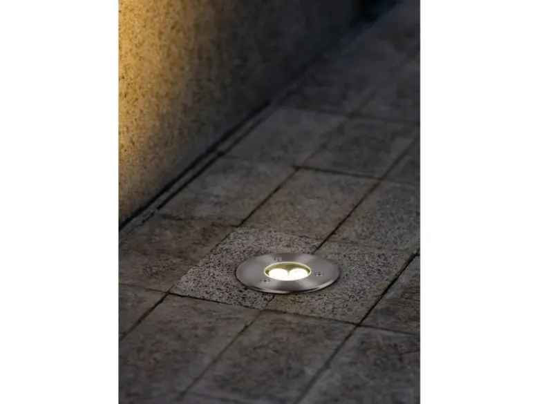 Runder Bodeneinbauspot BELAJA Edelstahl Ø 11cm IP65 - Bodenstrahler für Einfahrt