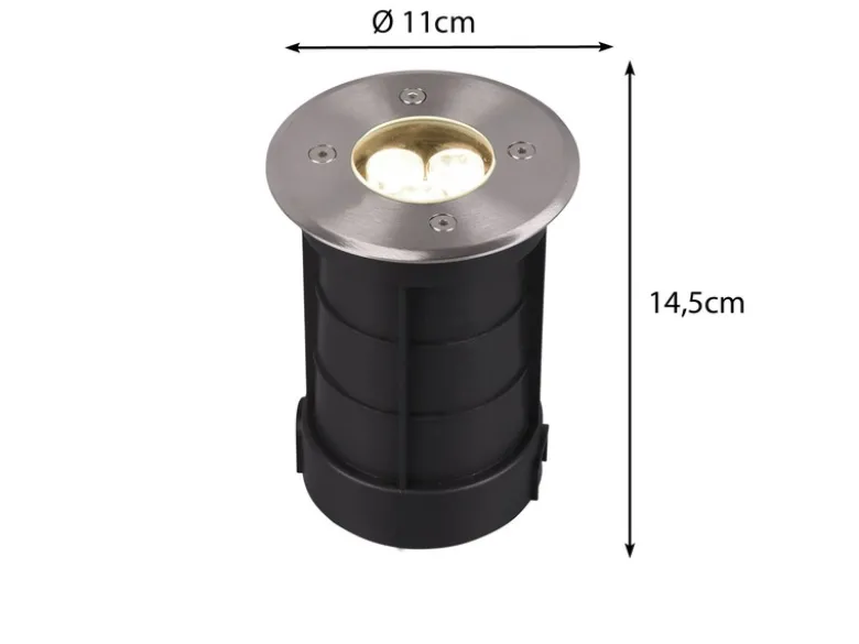Runder Bodeneinbauspot BELAJA Edelstahl Ø 11cm IP65 - Bodenstrahler für Einfahrt