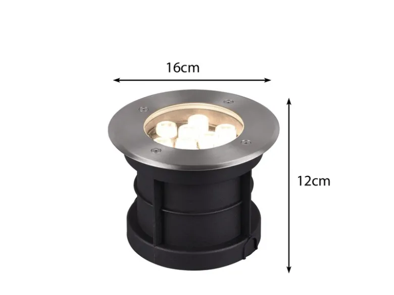 Runder Bodeneinbauspot BELAJA Edelstahl Ø 16cm IP65 - Bodenstrahler für Einfahrt
