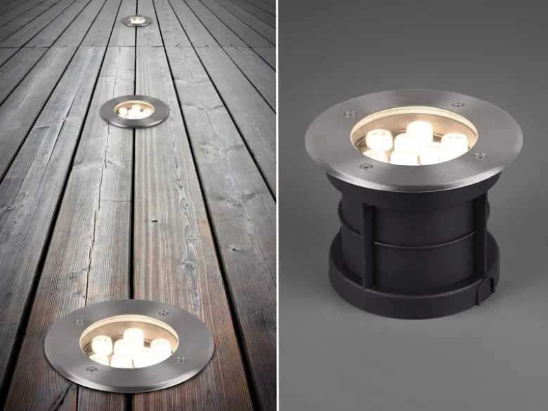 Runder Bodeneinbauspot BELAJA Edelstahl Ø 16cm IP65 - Bodenstrahler für Einfahrt