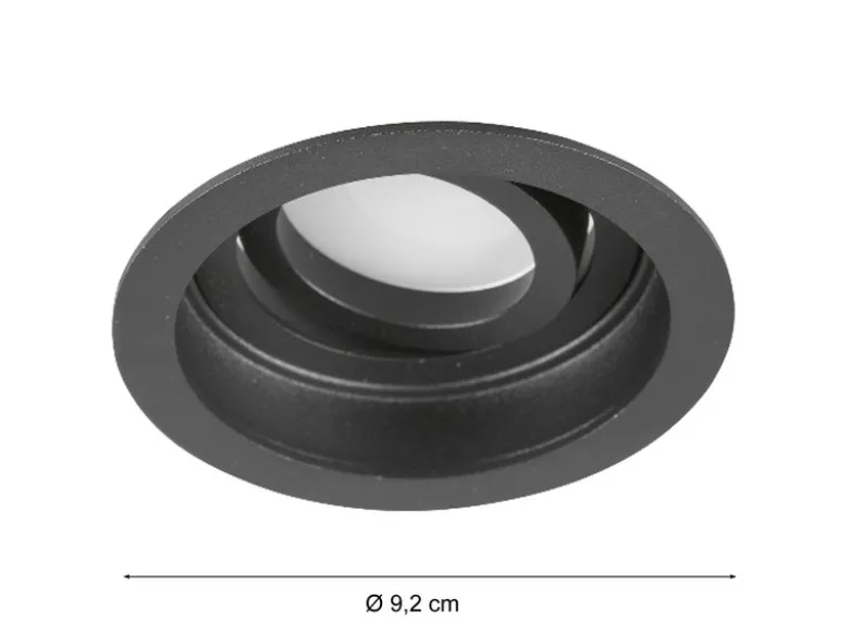 Runder Deckeneinbaustrahler KENAI Schwarz matt, schwenkbar Ø 9,2cm