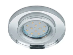 Runder Deckeneinbaustrahler PIRIN in Silber Chrom mit Kristallglas Ø 9cm