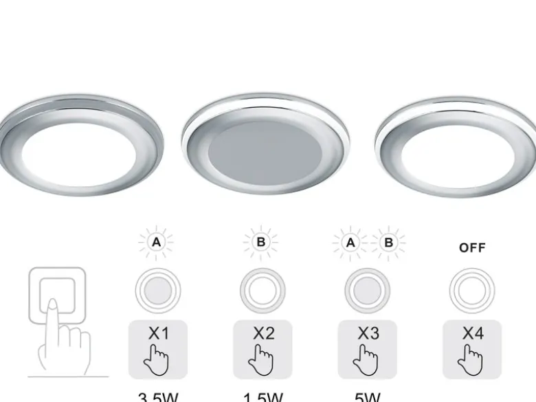 Runder LED Deckeneinbaustrahler 2er Set in Silber Chromfarben Ø 14,8cm