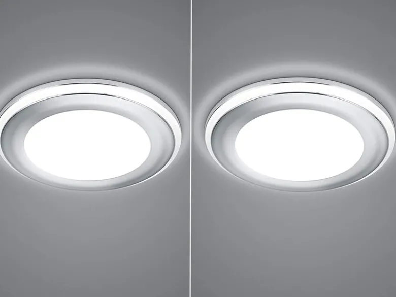 Runder LED Deckeneinbaustrahler 2er Set in Silber Chromfarben Ø 14,8cm