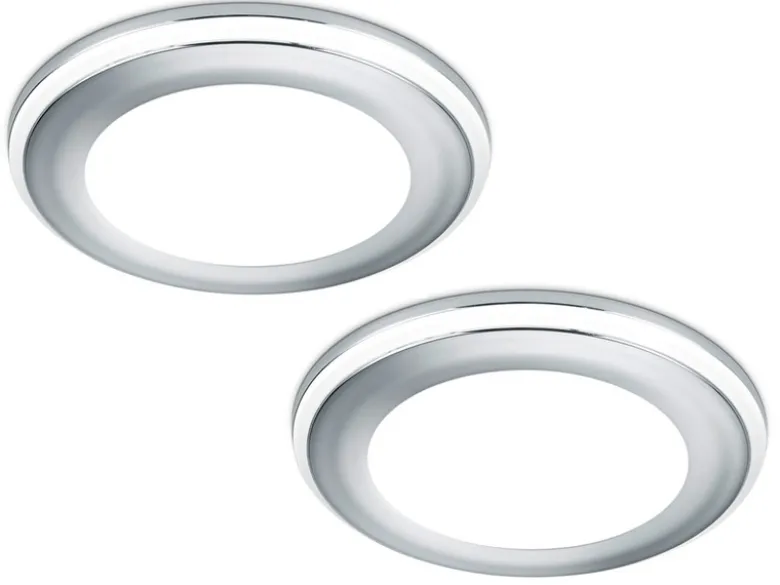 Runder LED Deckeneinbaustrahler 2er Set in Silber Chromfarben Ø 14,8cm