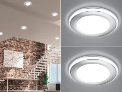 Runder LED Deckeneinbaustrahler 2er Set in Silber Chromfarben Ø 14,8cm