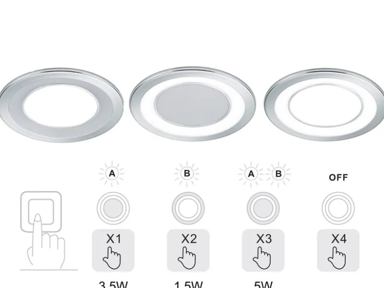 Runder LED Deckeneinbaustrahler CORE in Silber Chromfarben Ø 14,8cm