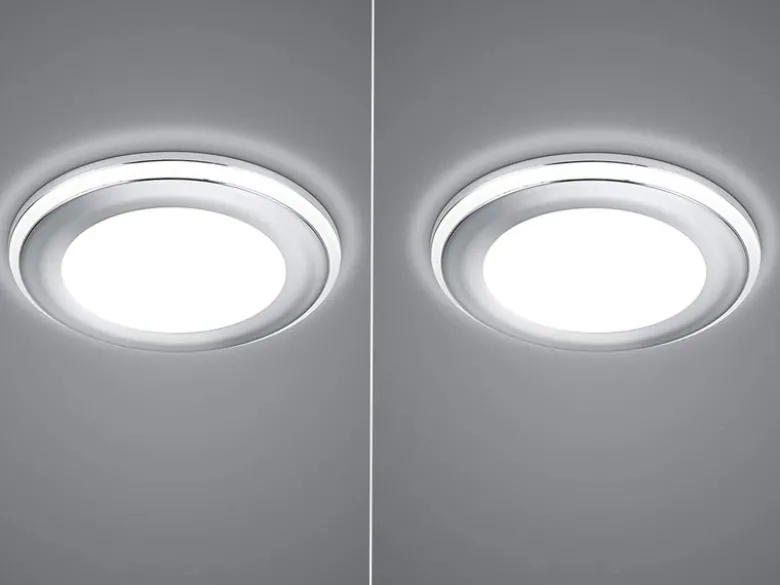 Runder LED Deckeneinbaustrahler 2er Set in Silber Chromfarben Ø 8,2cm