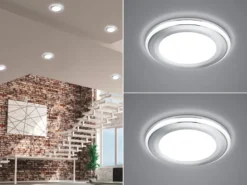 Runder LED Deckeneinbaustrahler 2er Set in Silber Chromfarben Ø 8,2cm