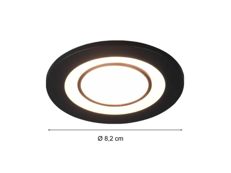 Runder LED Deckeneinbaustrahler 2er Set in Schwarz matt Ø 8,2cm