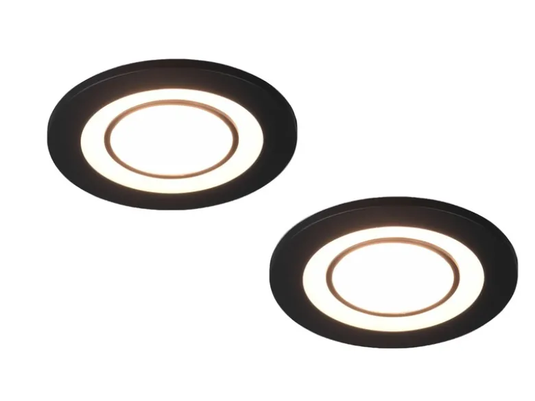 Runder LED Deckeneinbaustrahler 2er Set in Schwarz matt Ø 8,2cm