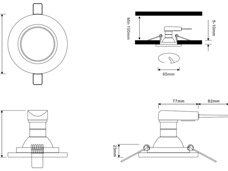 Runder LED Deckeneinbaustrahler in Silber Chrom mit Kristallglas Ø 9cm