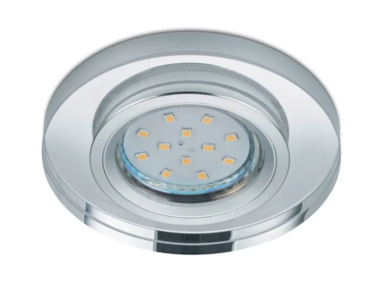 Runder LED Deckeneinbaustrahler in Silber Chrom mit Kristallglas Ø 9cm
