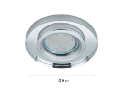 Runder LED Deckeneinbaustrahler in Silber Chrom mit Kristallglas Ø 9cm
