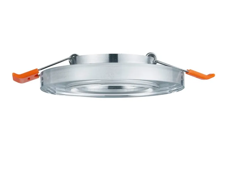 Runder LED Deckeneinbaustrahler in Silber Chrom mit Kristallglas Ø 9cm