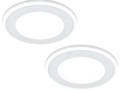 Runder LED Deckeneinbaustrahler 2er Set in Weiß matt Ø 14,8cm