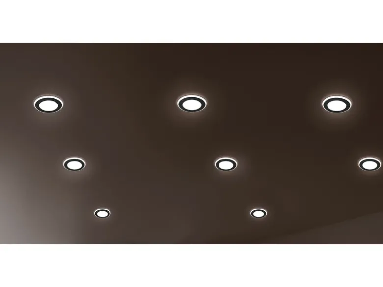 Runder LED Deckeneinbaustrahler AURA Schwarz matt Ø 8,2cm