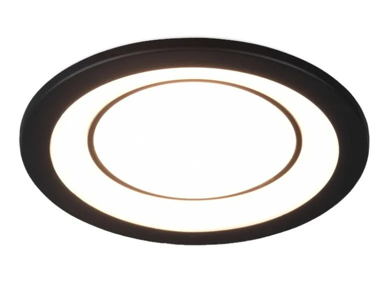 Runder LED Deckeneinbaustrahler CORE in Schwarz matt Ø 14,8cm