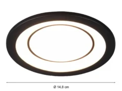 Runder LED Deckeneinbaustrahler CORE in Schwarz matt Ø 14,8cm