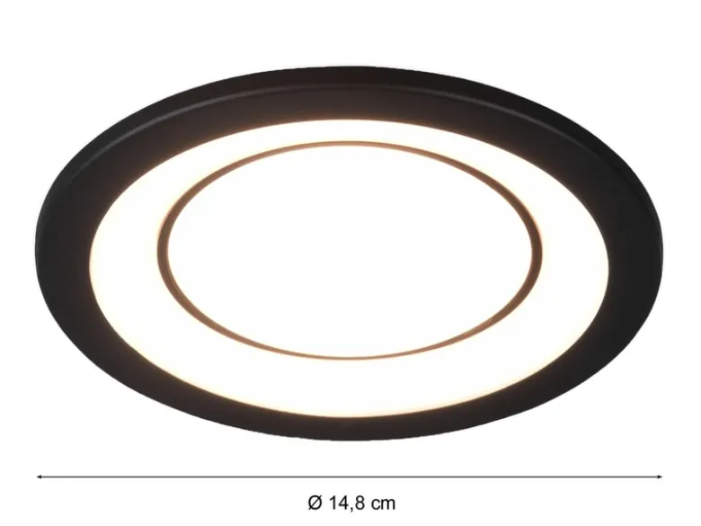 Runder LED Deckeneinbaustrahler CORE in Schwarz matt Ø 14,8cm