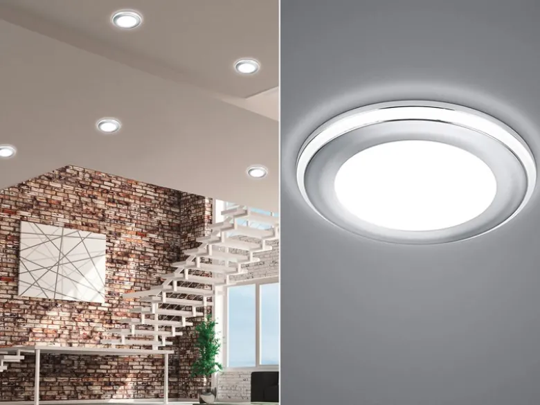 Runder LED Deckeneinbaustrahler AURA Silber Chromfarben Ø 14,8cm