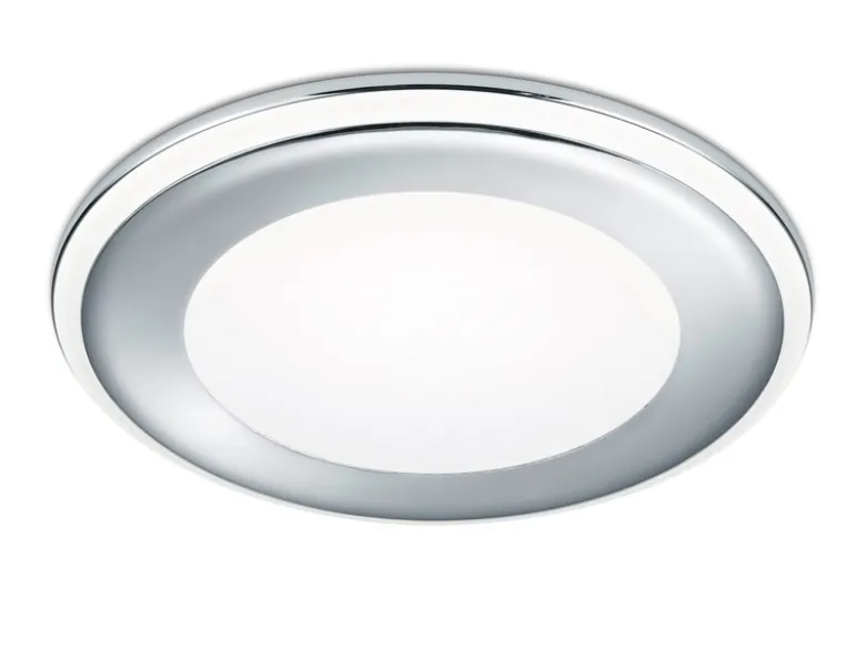 Runder LED Deckeneinbaustrahler AURA Silber Chromfarben Ø 14,8cm