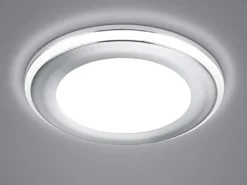 Runder LED Deckeneinbaustrahler AURA Silber Chromfarben Ø 14,8cm