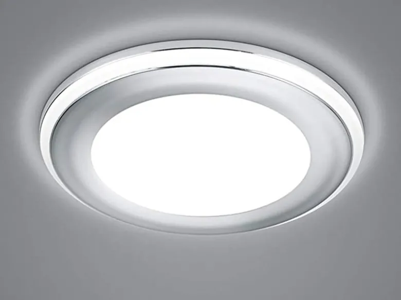 Runder LED Deckeneinbaustrahler AURA Silber Chromfarben Ø 14,8cm