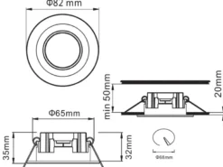 Runder LED Deckeneinbaustrahler CORE in Silber Chromfarben Ø 8,2cm