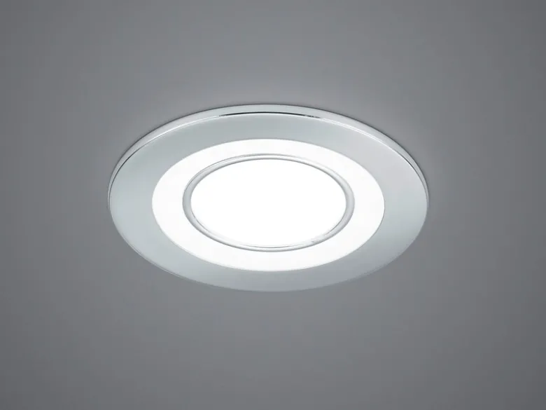 Runder LED Deckeneinbaustrahler CORE in Silber Chromfarben Ø 8,2cm