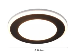 Runder LED Deckeneinbaustrahler AURA Schwarz matt Ø 14,8cm