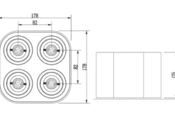 Runder LED Deckenstrahler mit vier schwenkbaren Spots, weiß matt