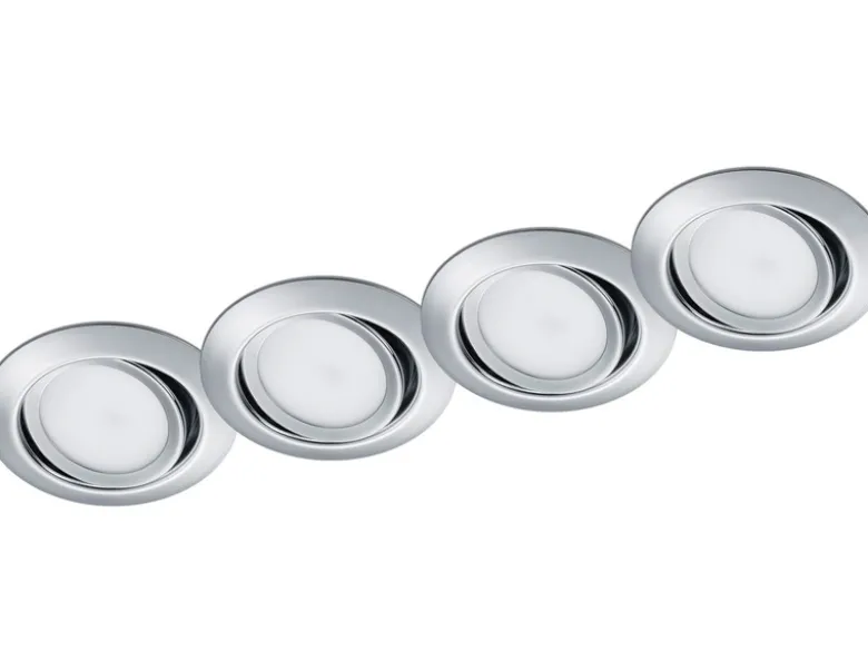 Runder LED Einbaustrahler Decke im 4er Set schwenkbar Chrom glänzend 5 Watt