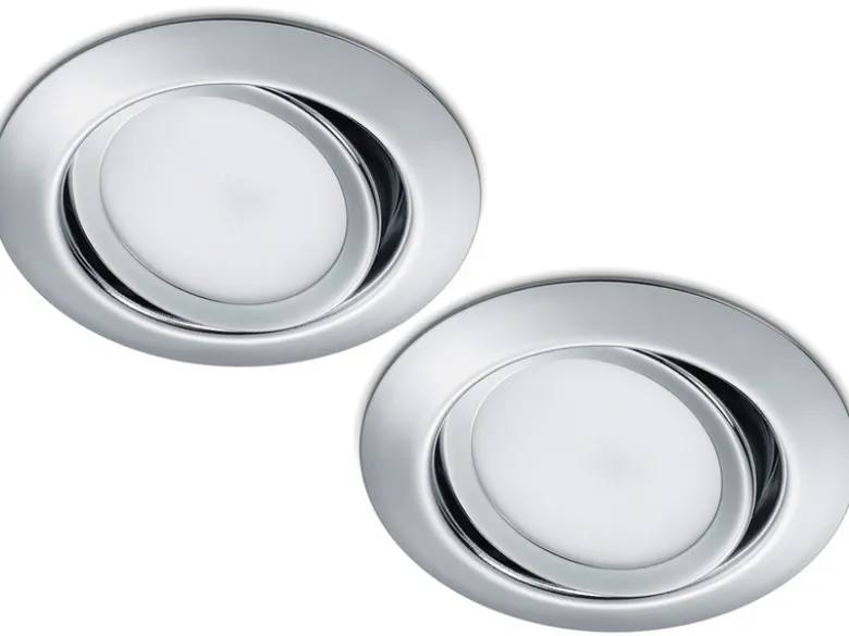 Runder LED Einbaustrahler Decke Doppelpack schwenkbar Chrom glänzend 5 Watt