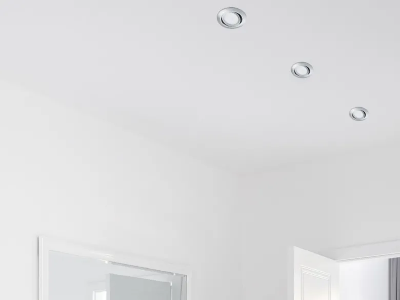 Runder LED Einbaustrahler Decke Doppelpack schwenkbar Chrom glänzend 5 Watt