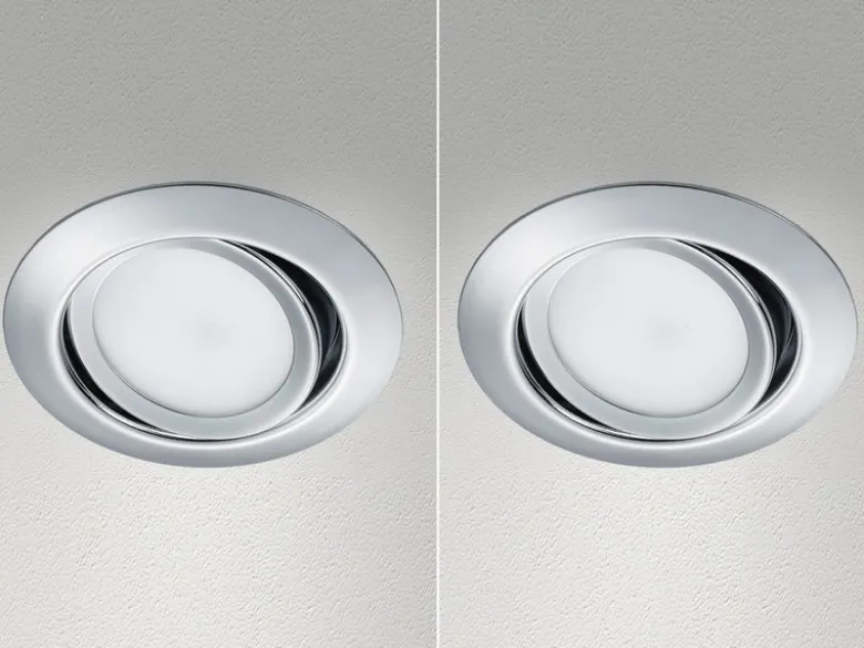 Runder LED Einbaustrahler Decke Doppelpack schwenkbar Chrom glänzend 5 Watt