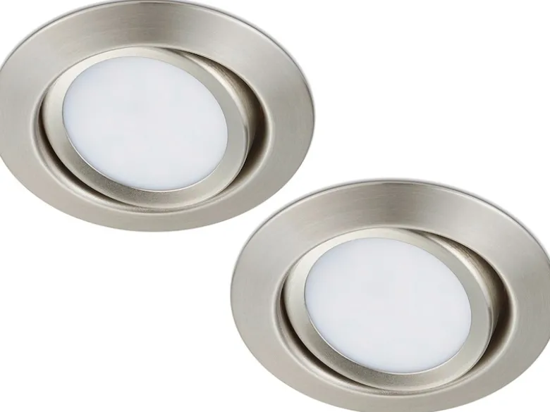Runder LED Einbaustrahler Decke Doppelpack schwenkbar Silber matt 5 Watt