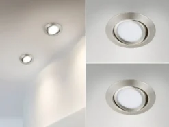 Runder LED Einbaustrahler Decke Doppelpack schwenkbar Silber matt 5 Watt