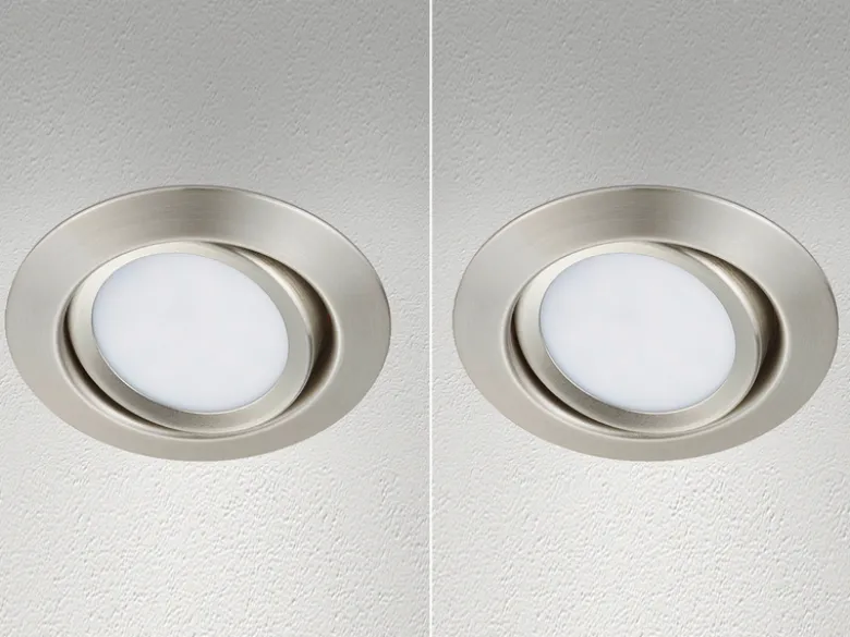 Runder LED Einbaustrahler Decke Doppelpack schwenkbar Silber matt 5 Watt