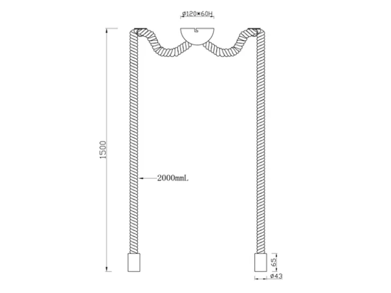 Rustikale LED Affenschaukel Lampe 2-flammig aus Hanfseil, Höhe 150cm