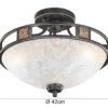 Rustikale LED Deckenleuchte Rostoptik mit Glasschirm Alabasterfarben Ø 42cm
