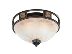 Rustikale LED Deckenleuchte Rostoptik mit Glasschirm Alabasterfarben Ø 33cm