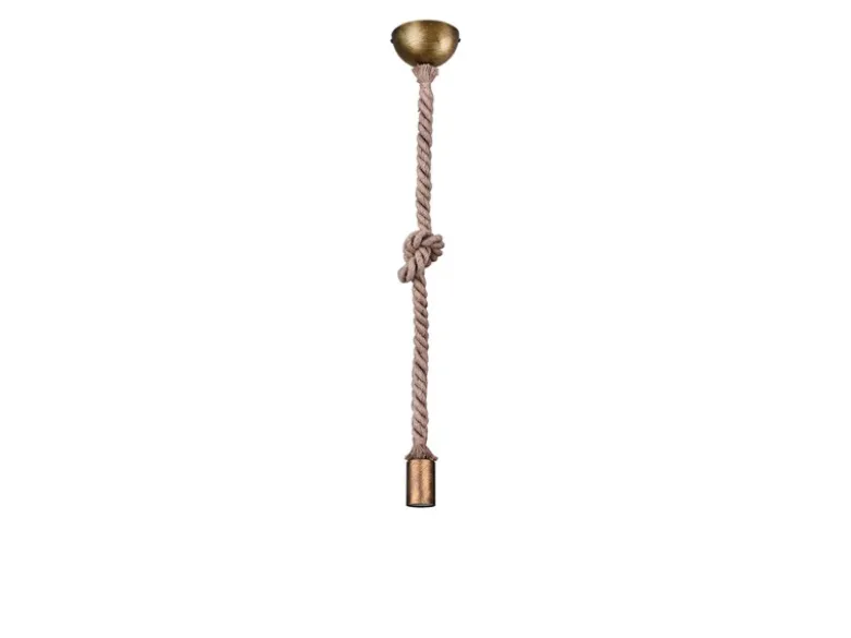 Rustikales LED Schnurpendel aus Hanfseil mit Knoten, Höhe 150cm