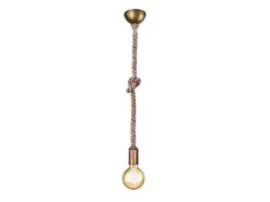 Rustikales LED Schnurpendel aus Hanfseil mit Knoten, Höhe 150cm