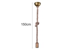 Rustikales LED Schnurpendel aus Hanfseil mit Knoten, Höhe 150cm