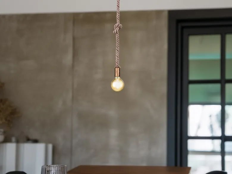 Rustikales Schnurpendel ROPE aus Hanfseil mit Knoten, Höhe 150cm
