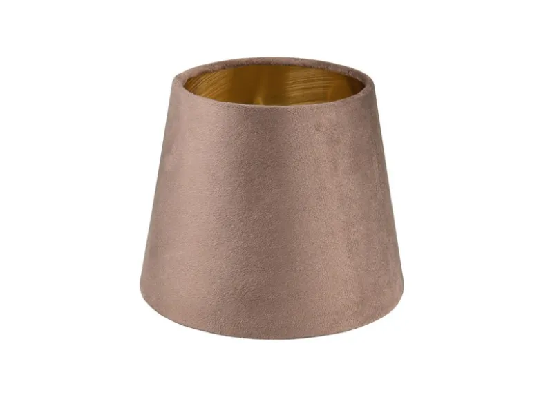 Samt Lampenschirm NELDE Braun Gold für E14 Tischleuchten Gestelle, Ø 16cm klein