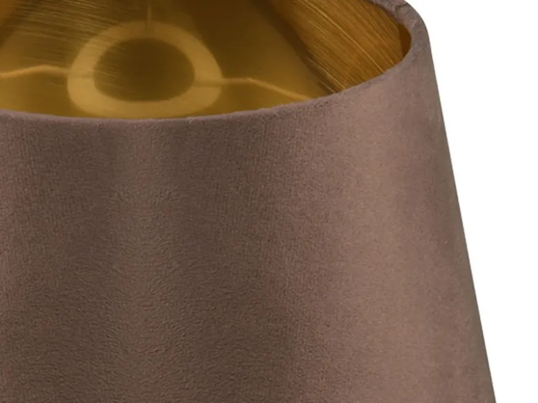 Samt Lampenschirm NELDE Braun Gold für E27 Tischlampen & Stehlampen, Ø 26cm