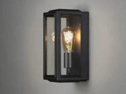 Schmale Außenwandlaterne CARPI Stahl Schwarz mit Klarglas, Höhe 30cm