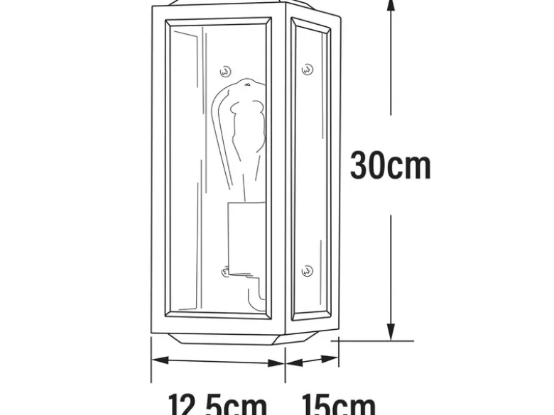 Schmale LED Außenwandlaterne aus Messing mit Klarglas, Höhe 30cm
